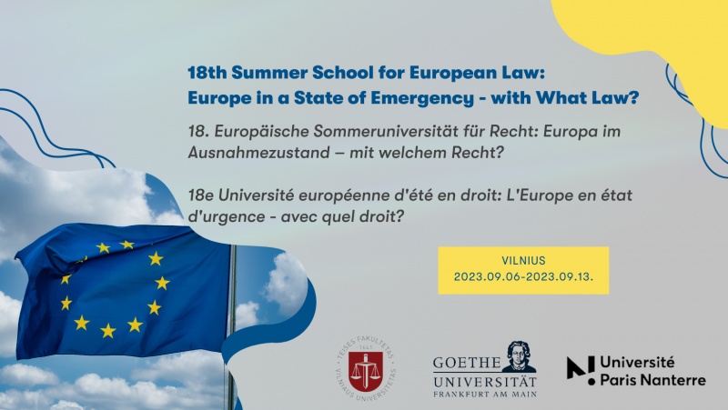18th Summer School for European Law: Europe in a state of emergency ...